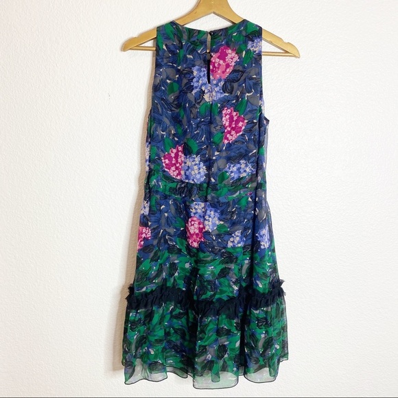 Anna Sui- Ruffled Floral Silk Dress- Size 2 - Picture 6 of 6